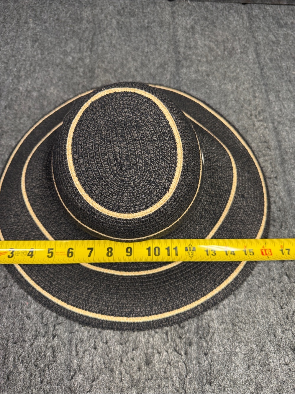 Wallaroo Black Wide-Brim Straw Sun Hat with Natural Stripe - Picture 6 of 6
